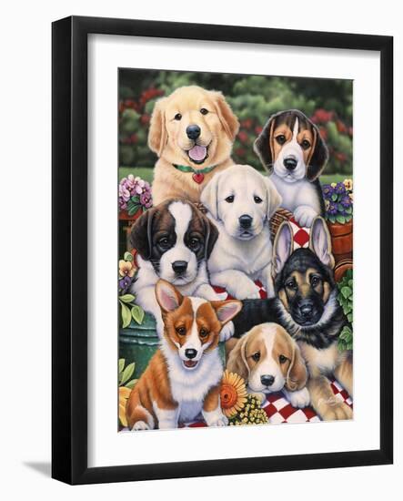 Garden Puppies-Jenny Newland-Framed Giclee Print