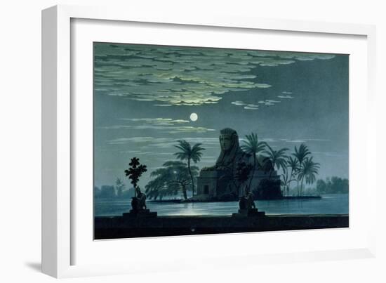 Garden Scene with the Sphinx in Moonlight, Act II Scene 3, Set Design for "The Magic Flute"-Karl Friedrich Schinkel-Framed Giclee Print