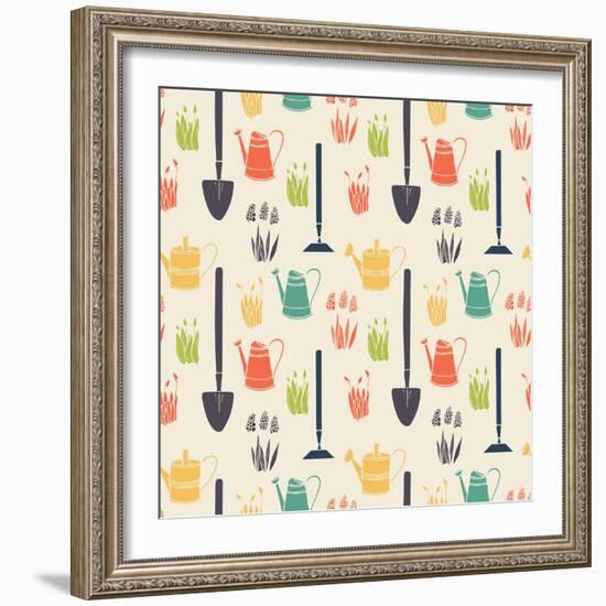 Garden Seamless Pattern-TashaNatasha-Framed Art Print