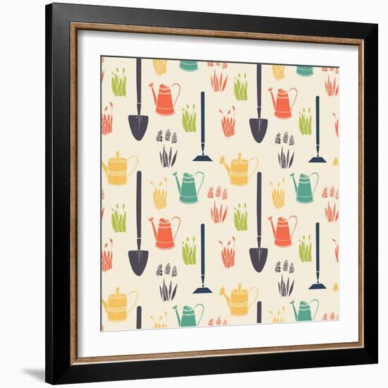 Garden Seamless Pattern-TashaNatasha-Framed Art Print