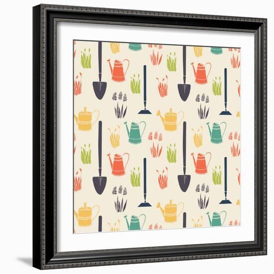 Garden Seamless Pattern-TashaNatasha-Framed Art Print