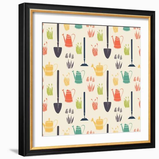 Garden Seamless Pattern-TashaNatasha-Framed Art Print