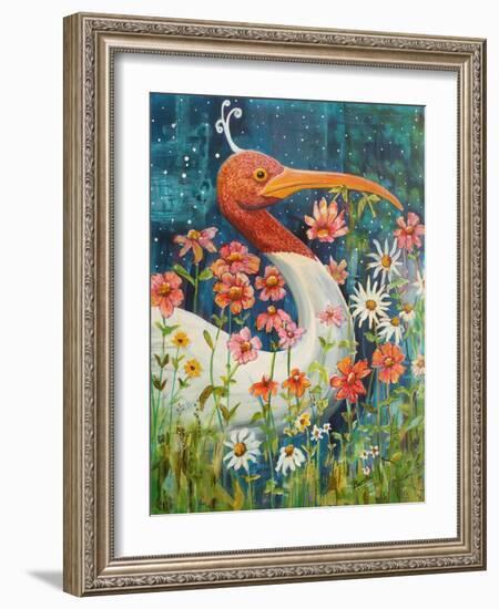 Garden Stork-Blenda Tyvoll-Framed Art Print