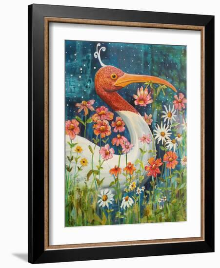Garden Stork-Blenda Tyvoll-Framed Art Print
