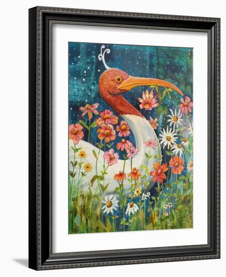 Garden Stork-Blenda Tyvoll-Framed Art Print