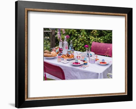 Garden table, covered, Easter breakfast-mauritius images-Framed Photographic Print
