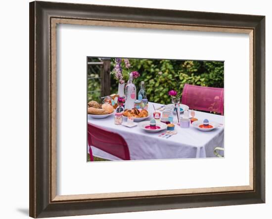 Garden table, covered, Easter breakfast-mauritius images-Framed Photographic Print