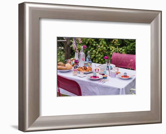 Garden table, covered, Easter breakfast-mauritius images-Framed Photographic Print