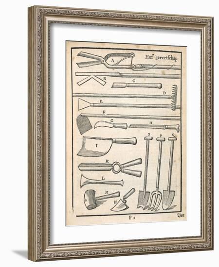 Garden Tools, from 'The Dutch Gardener' by Johann Van Der Groen, Published 1699 (Engraving)-Dutch-Framed Giclee Print