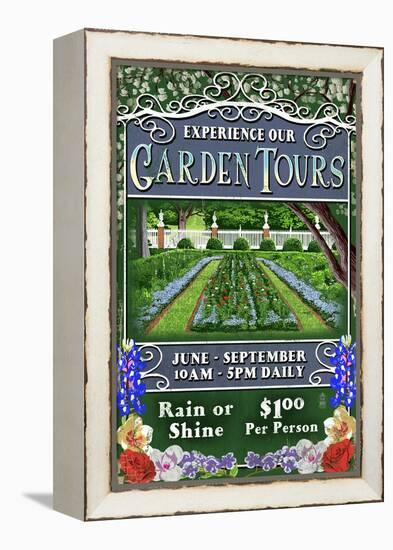 Garden Tours - Vintage Sign-Lantern Press-Framed Stretched Canvas