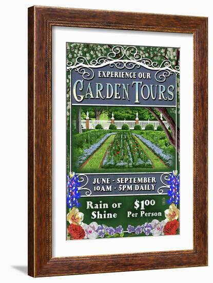 Garden Tours - Vintage Sign-Lantern Press-Framed Art Print