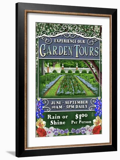 Garden Tours - Vintage Sign-Lantern Press-Framed Art Print