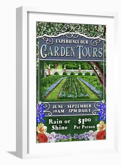 Garden Tours - Vintage Sign-Lantern Press-Framed Art Print