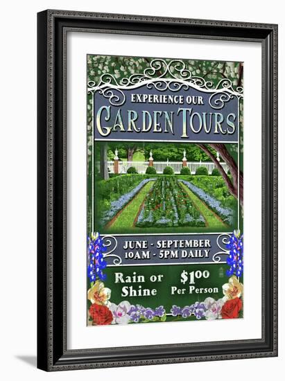 Garden Tours - Vintage Sign-Lantern Press-Framed Art Print