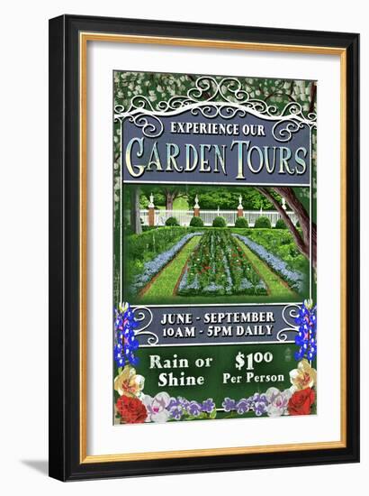 Garden Tours - Vintage Sign-Lantern Press-Framed Art Print