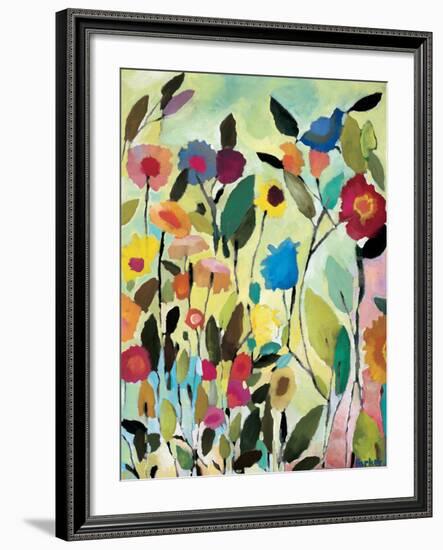 Garden with Blue Tulips-Kim Parker-Framed Giclee Print