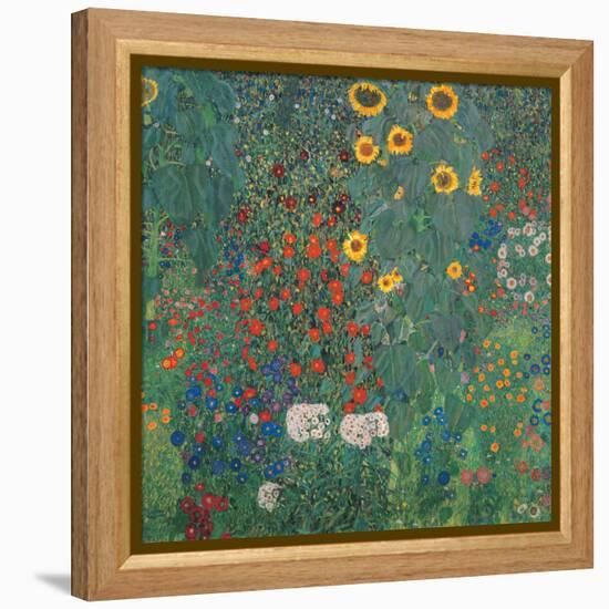 Garden with Sunflowers-Gustav Klimt-Framed Stretched Canvas