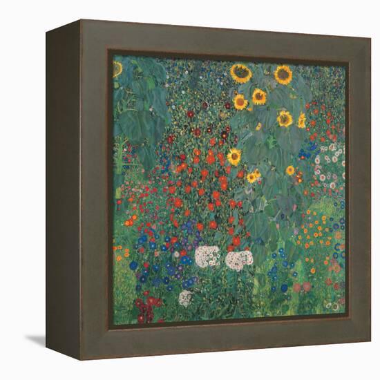 Garden with Sunflowers-Gustav Klimt-Framed Stretched Canvas