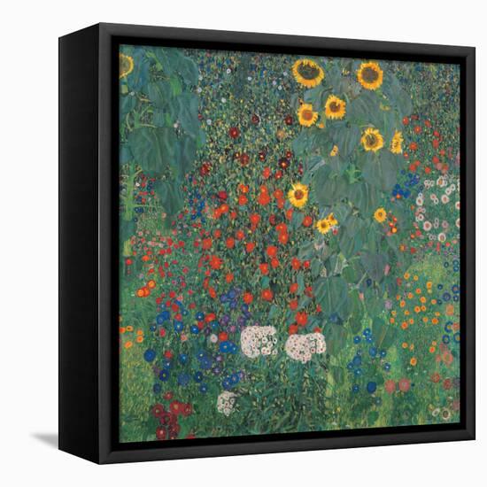 Garden with Sunflowers-Gustav Klimt-Framed Stretched Canvas