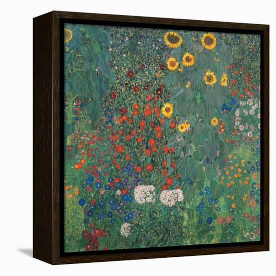 Garden with Sunflowers-Gustav Klimt-Framed Stretched Canvas