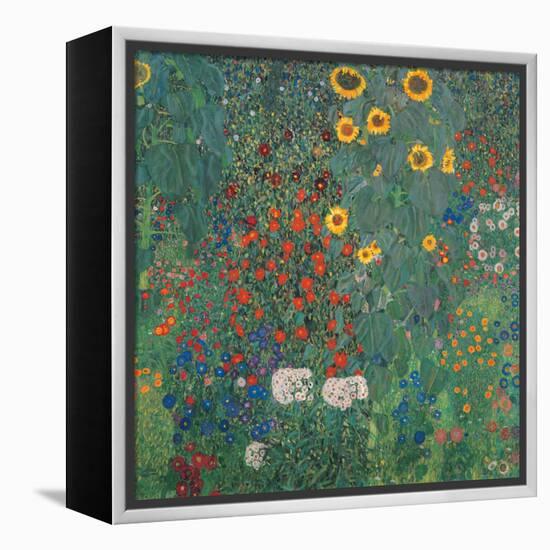 Garden with Sunflowers-Gustav Klimt-Framed Stretched Canvas