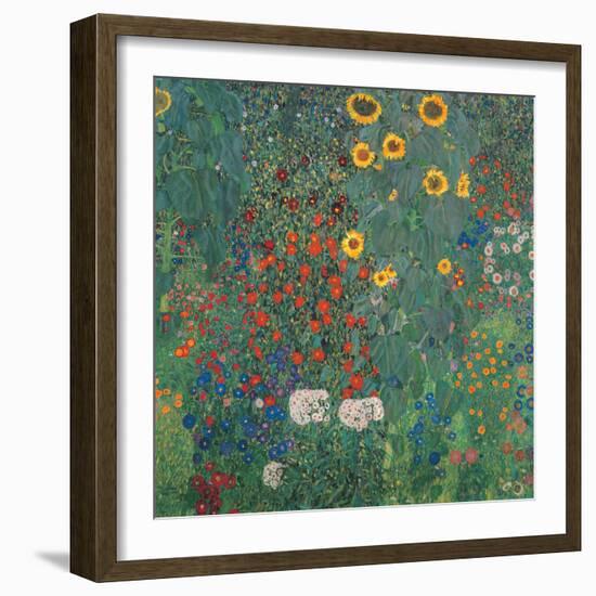 Garden with Sunflowers-Gustav Klimt-Framed Art Print