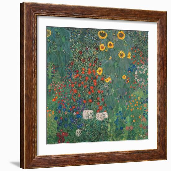 Garden with Sunflowers-Gustav Klimt-Framed Art Print