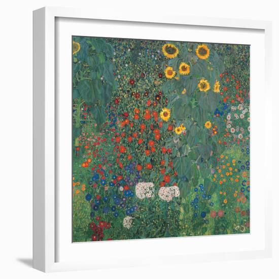 Garden with Sunflowers-Gustav Klimt-Framed Art Print