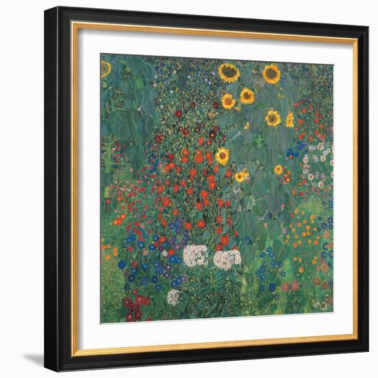 Garden with Sunflowers-Gustav Klimt-Framed Art Print