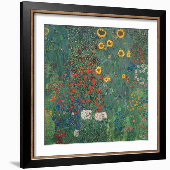 Garden with Sunflowers-Gustav Klimt-Framed Premium Giclee Print