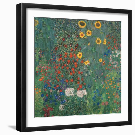 Garden with Sunflowers-Gustav Klimt-Framed Premium Giclee Print