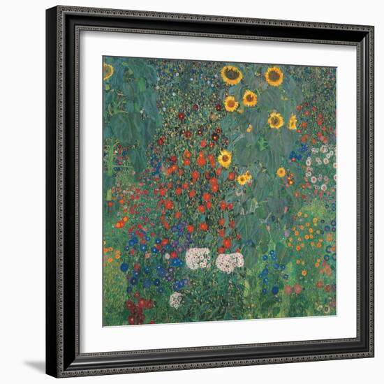 Garden with Sunflowers-Gustav Klimt-Framed Premium Giclee Print