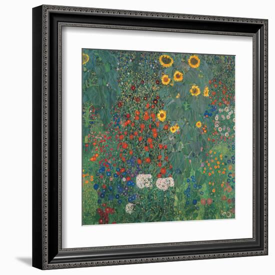 Garden with Sunflowers-Gustav Klimt-Framed Art Print