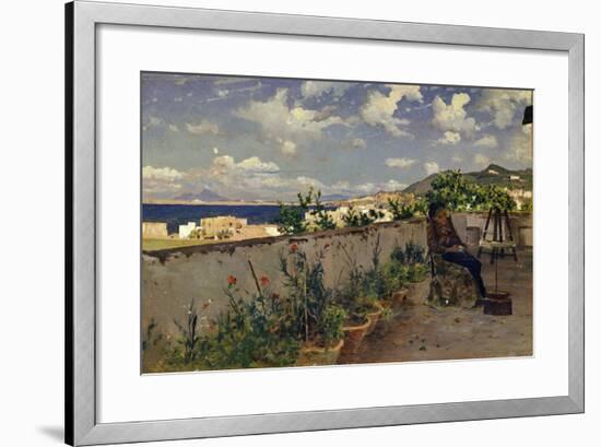 Garden with the Sea in the Background-Antonino Leto-Framed Giclee Print