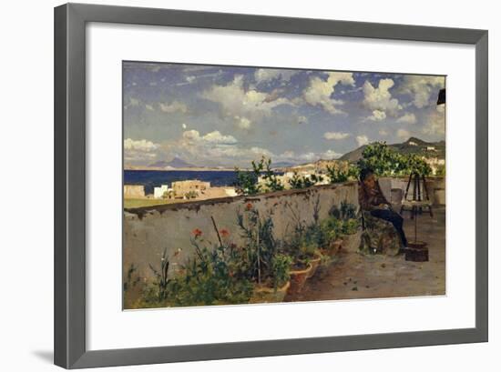 Garden with the Sea in the Background-Antonino Leto-Framed Giclee Print