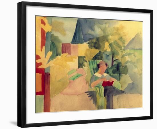 Garden with Woman Reading-Auguste Macke-Framed Giclee Print