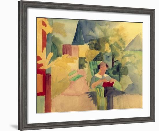 Garden with Woman Reading-Auguste Macke-Framed Giclee Print