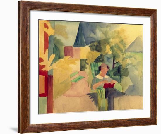 Garden with Woman Reading-Auguste Macke-Framed Giclee Print