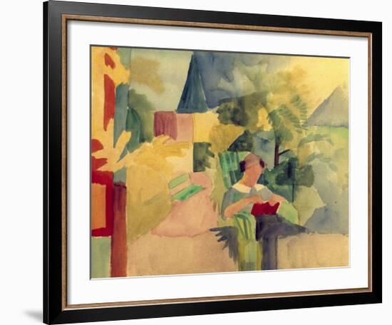 Garden with Woman Reading-Auguste Macke-Framed Giclee Print