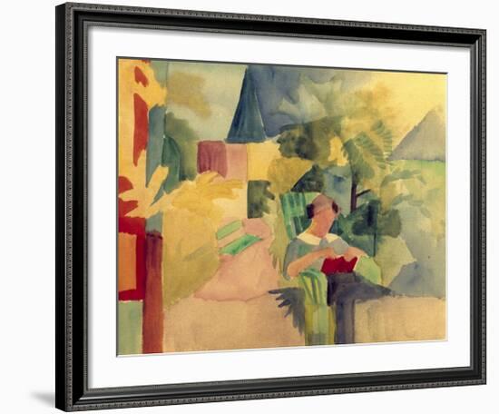 Garden with Woman Reading-Auguste Macke-Framed Giclee Print