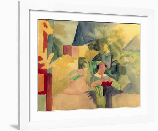 Garden with Woman Reading-Auguste Macke-Framed Giclee Print