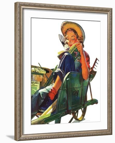 "Gardener in Wheelbarrow," May 10, 1941-Dominice Cammerota-Framed Giclee Print