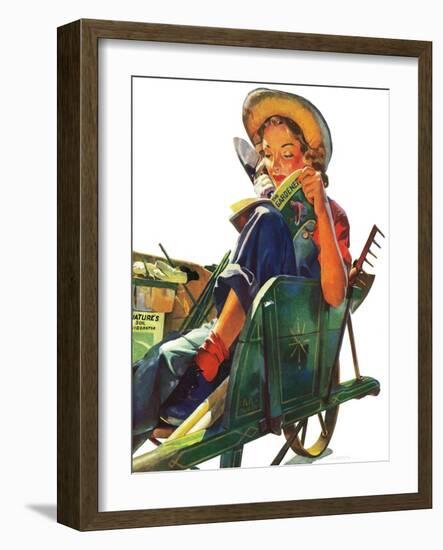 "Gardener in Wheelbarrow," May 10, 1941-Dominice Cammerota-Framed Giclee Print