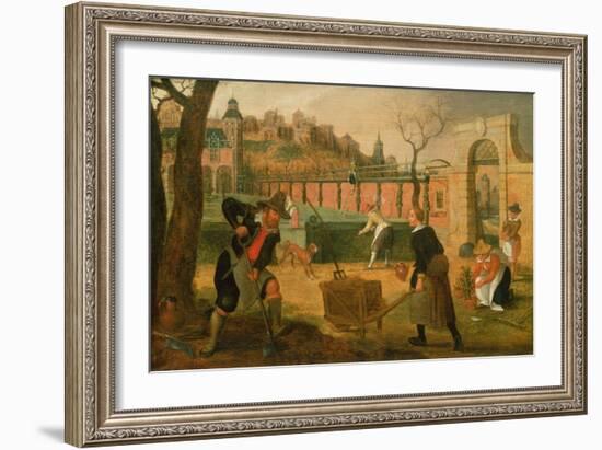 Gardeners at Work (Oil on Panel)-Sebastian Vrancx-Framed Giclee Print