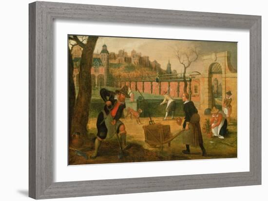 Gardeners at Work (Oil on Panel)-Sebastian Vrancx-Framed Giclee Print