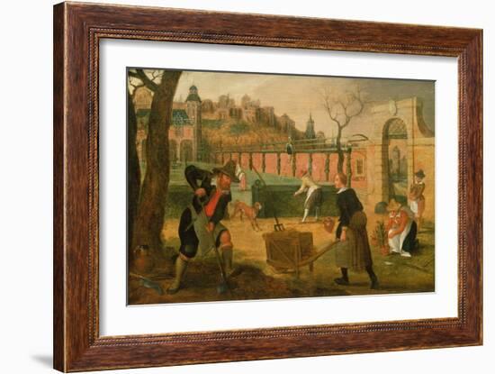 Gardeners at Work (Oil on Panel)-Sebastian Vrancx-Framed Giclee Print