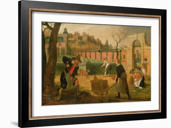 Gardeners at Work (Oil on Panel)-Sebastian Vrancx-Framed Giclee Print