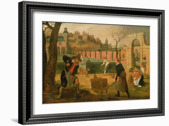 Gardeners at Work (Oil on Panel)-Sebastian Vrancx-Framed Giclee Print