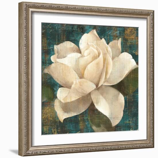 Gardenia Blossom Turquoise-Albena Hristova-Framed Premium Giclee Print
