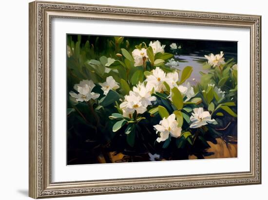 Gardenia Flower Field-Vivienne Dupont-Framed Premium Giclee Print